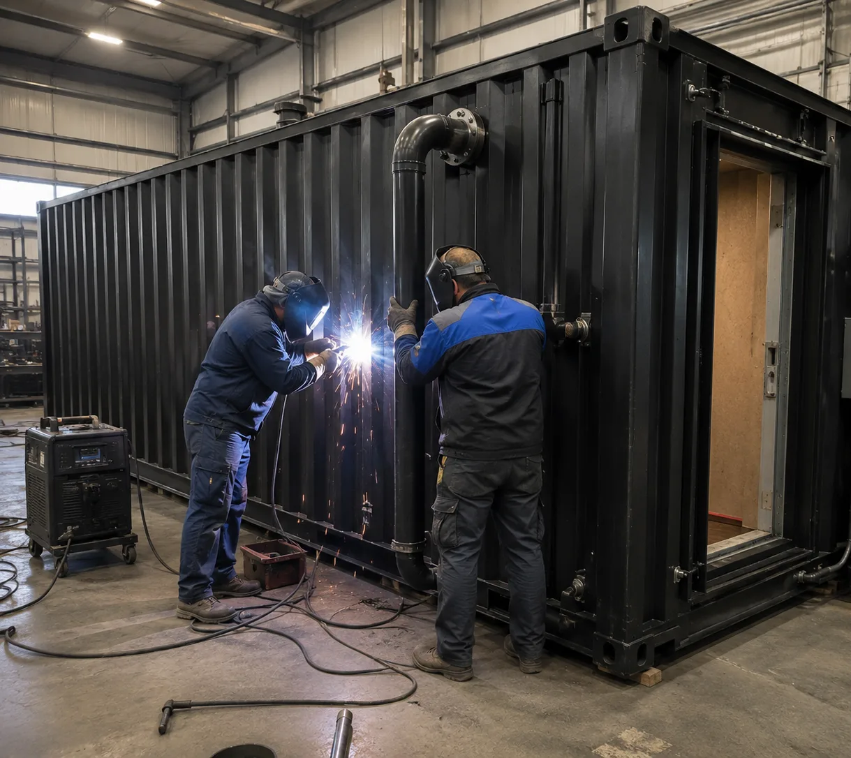 Construcție buncăr antiatomic din container — structură îngropată și etanșată